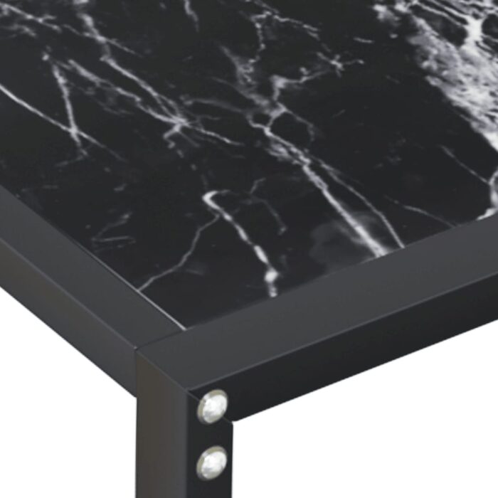 Table console Marbre noir 200x35x75,5 cm Verre trempé – Image 4