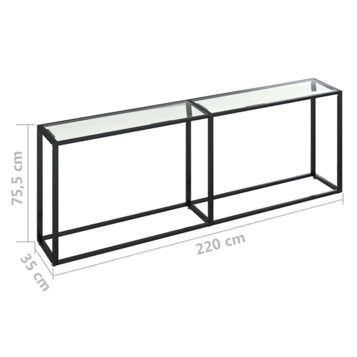 Table console Transparent 220x35x75,5 cm Verre trempé – Image 4