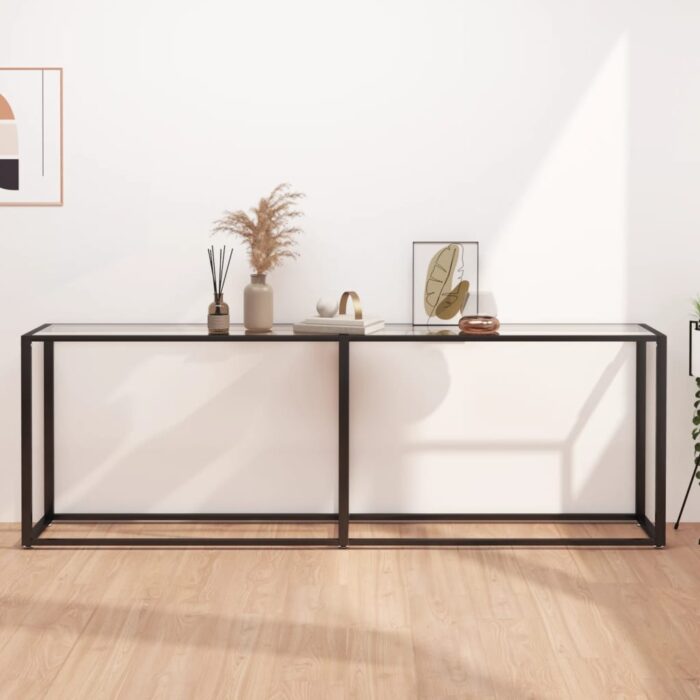 Table console Transparent 220x35x75,5 cm Verre trempé – Image 1