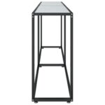 Table console Marbre blanc 220x35x75,5 cm Verre trempé – Image 2
