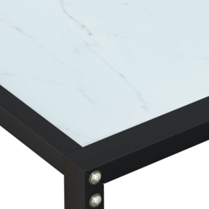 Table console Marbre blanc 220x35x75,5 cm Verre trempé – Image 4