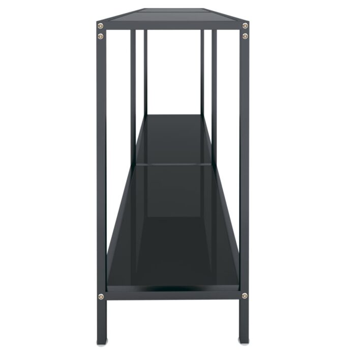 Table console Noir 140x35x75,5 cm Verre trempé – Image 2