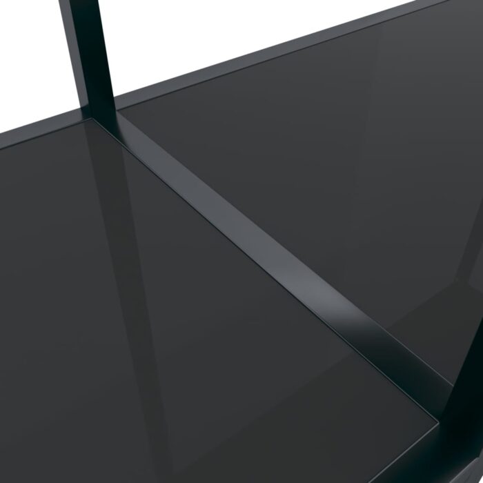 Table console Noir 140x35x75,5 cm Verre trempé – Image 3
