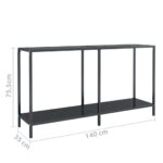 Table console Noir 140x35x75,5 cm Verre trempé – Image 5