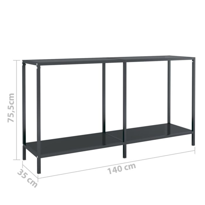 Table console Noir 140x35x75,5 cm Verre trempé – Image 5