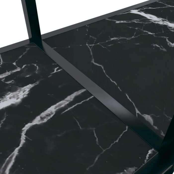 Table console Noir 140x35x75,5 cm Verre trempé – Image 4