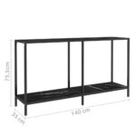 Table console Noir 140x35x75,5 cm Verre trempé – Image 6