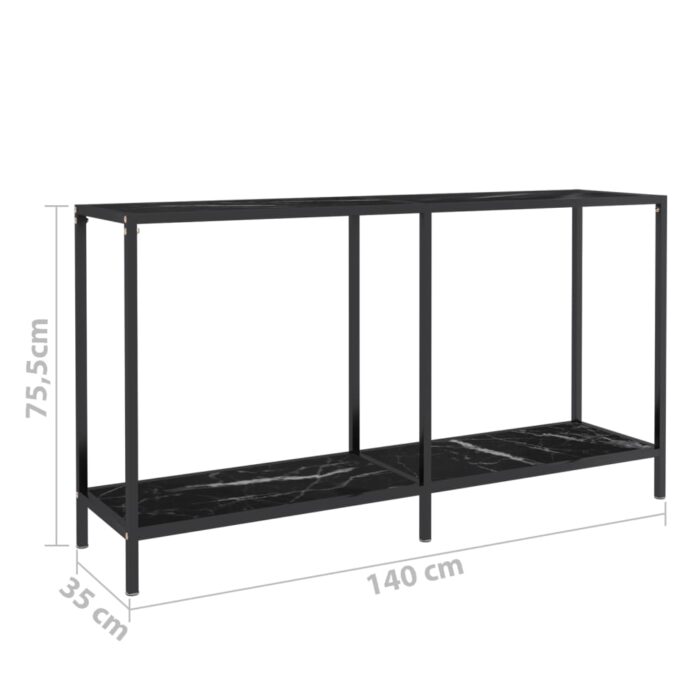 Table console Noir 140x35x75,5 cm Verre trempé – Image 6