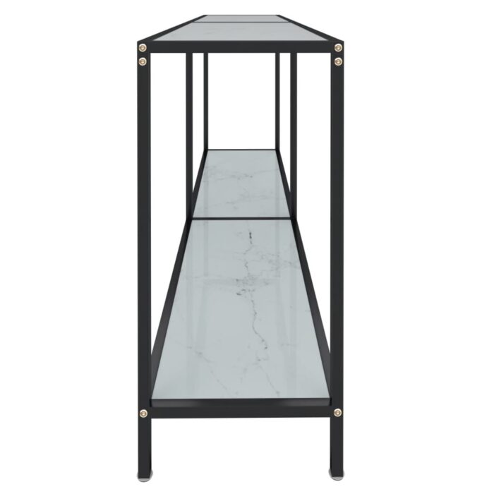 Table console Blanc 160x35x75,5 cm Verre trempé – Image 2