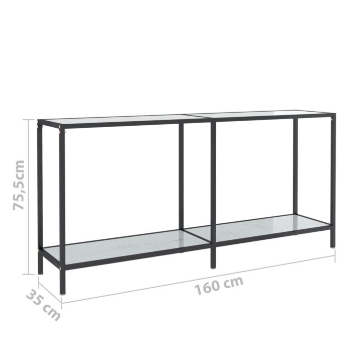 Table console Blanc 160x35x75,5 cm Verre trempé – Image 6