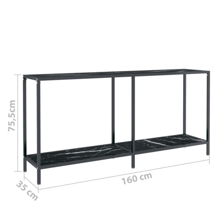 Table console Noir 160x35x75,5 cm Verre trempé – Image 6