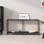 Table console Noir 160x35x75,5 cm Verre trempé