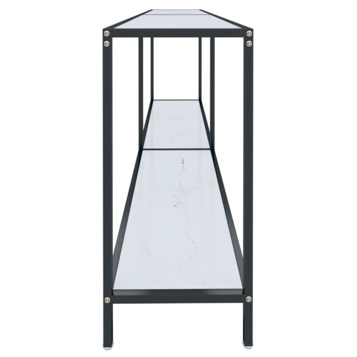 Table console Blanc 180x35x75,5 cm Verre trempé – Image 2