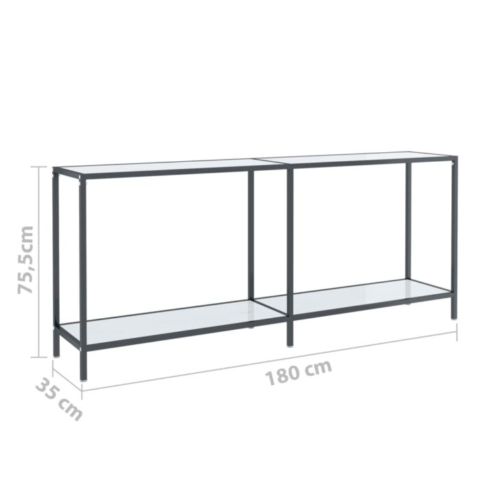 Table console Blanc 180x35x75,5 cm Verre trempé – Image 6