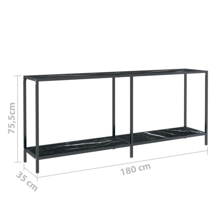 Table console Noir 180x35x75,5 cm Verre trempé – Image 6