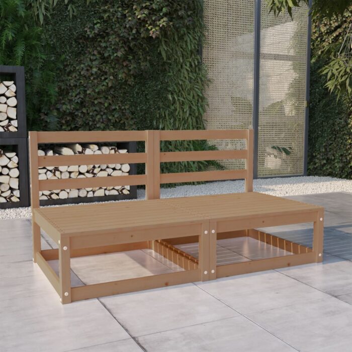 Canapé à 2 places de jardin Marron miel Bois de pin solide – Image 1