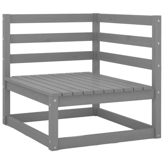 Canapé à 2 places de jardin Gris Bois de pin solide – Image 2