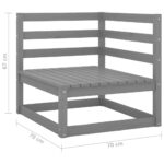Canapé à 2 places de jardin Gris Bois de pin solide – Image 4