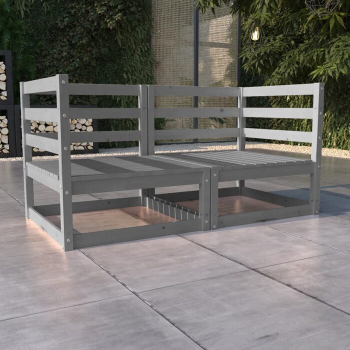 VXL8720286463499_m_en_hd_1.jpg Canapé à 2 places de jardin Gris Bois de pin solide – Image 1