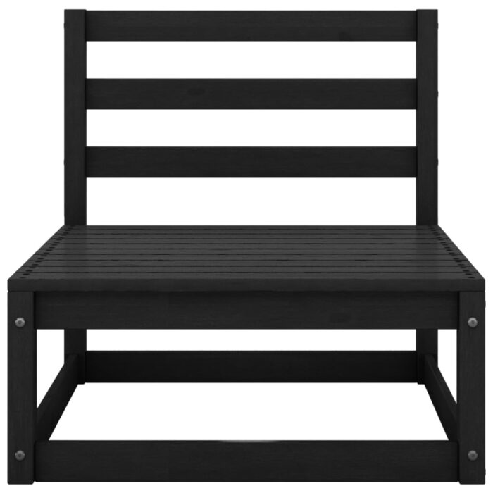 Canapé à 3 places de jardin Noir Bois de pin solide – Image 3