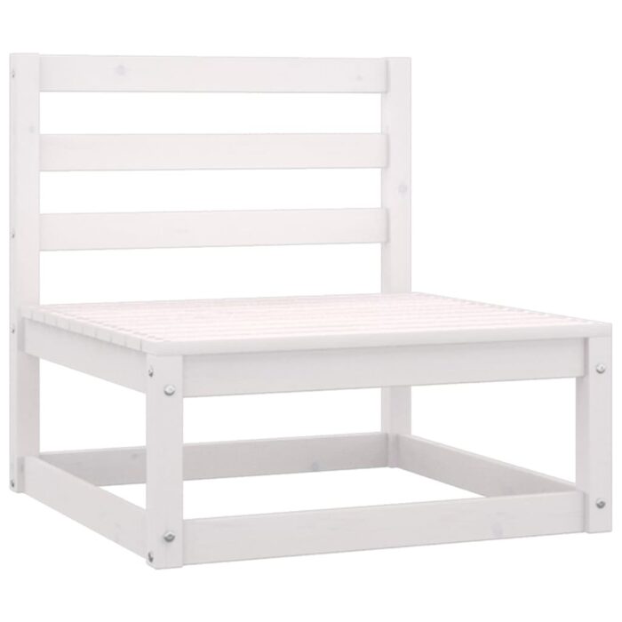 Canapé à 3 places de jardin Blanc Bois de pin solide – Image 4