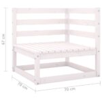 Canapé à 3 places de jardin Blanc Bois de pin solide – Image 6