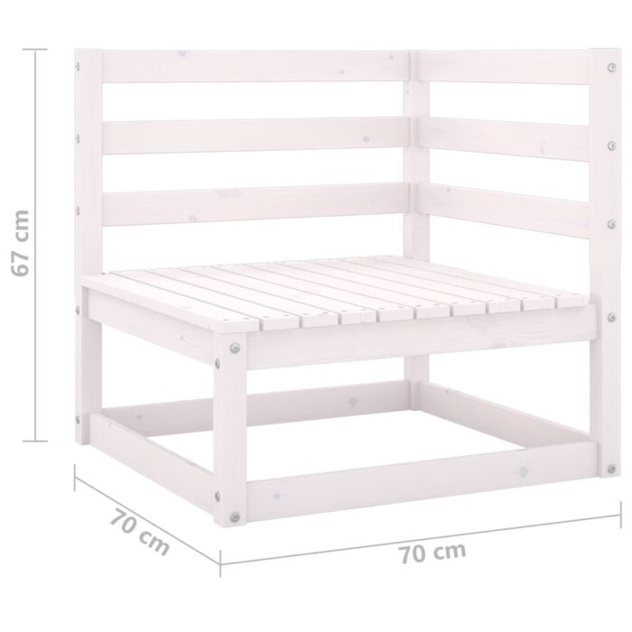 Canapé à 3 places de jardin Blanc Bois de pin solide – Image 6