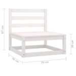 Canapé à 3 places de jardin Blanc Bois de pin solide – Image 7