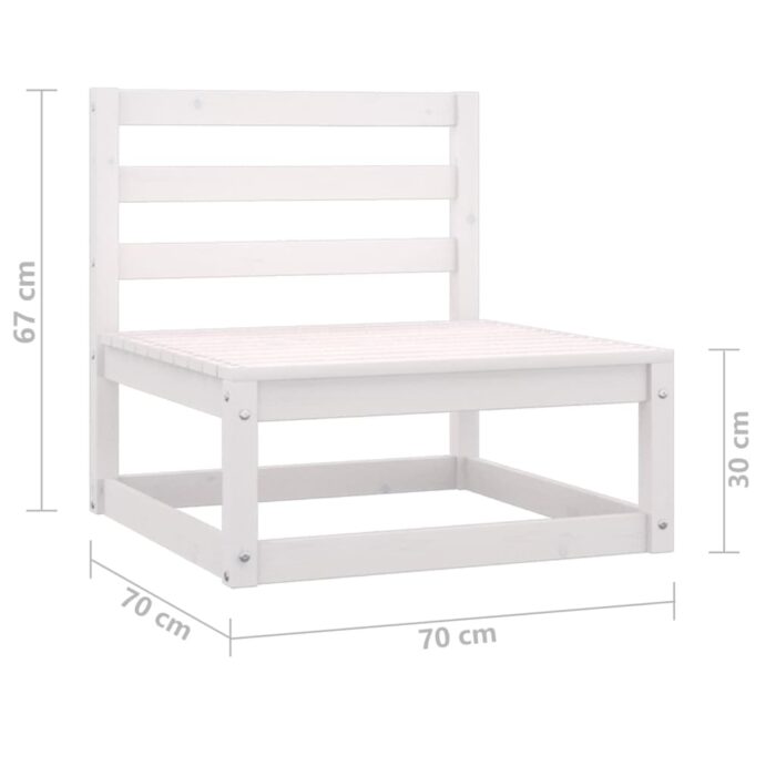 Canapé à 3 places de jardin Blanc Bois de pin solide – Image 7