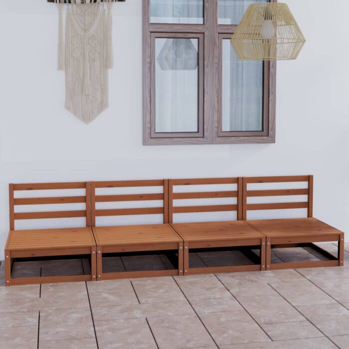 Canapé à 4 places de jardin Marron miel Bois de pin solide – Image 1