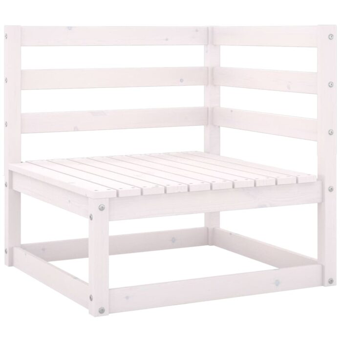 Canapé à 4 places de jardin Blanc Bois de pin solide – Image 2
