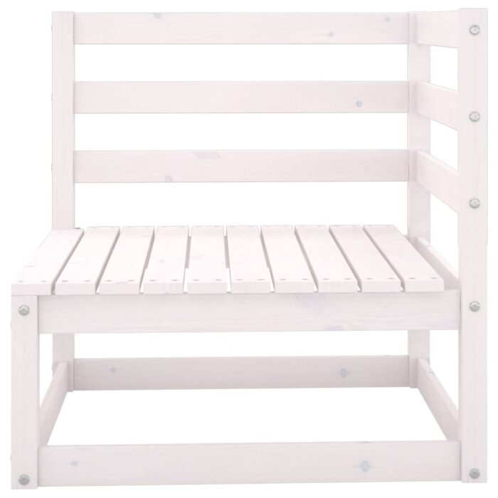 Canapé à 4 places de jardin Blanc Bois de pin solide – Image 3