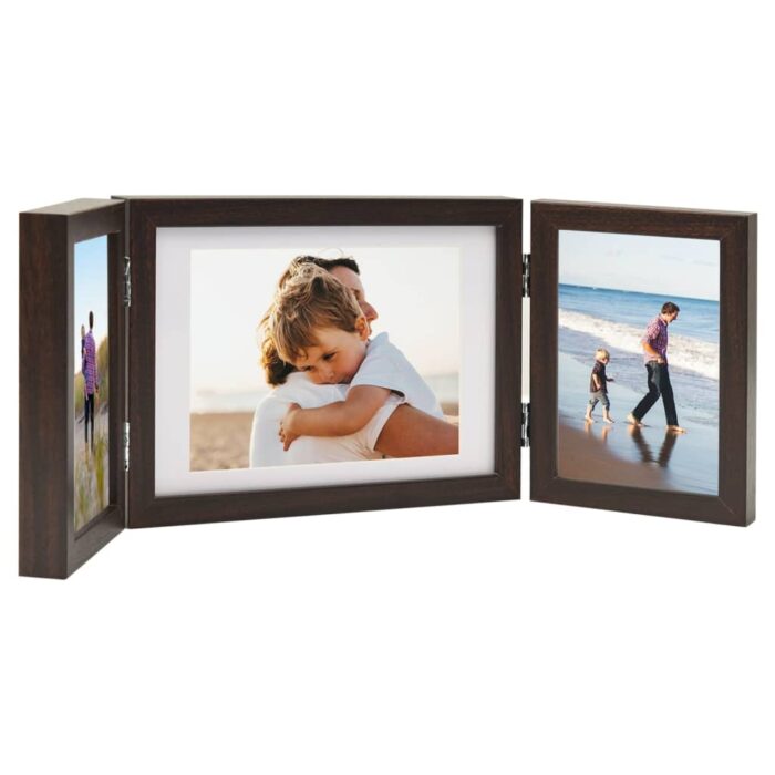 Cadre photo dépliable Marron foncé 22x15 cm+2x(10x15 cm) – Image 1