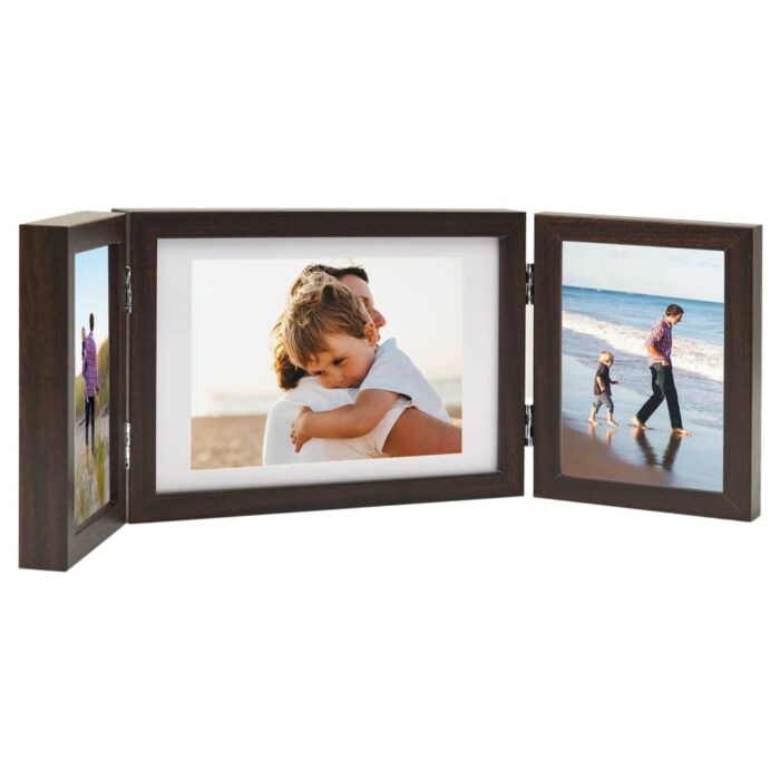 Cadre photo dépliable Marron foncé 28x18 cm+2x(13x18 cm) – Image 1