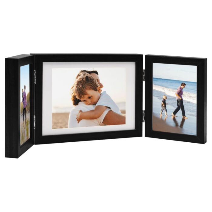 Cadre photo dépliable Noir 22x15 cm+2x(10x15 cm) – Image 1