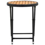 Table à thé Noir 60 cm Résine tressée et bois d'acacia solide – Image 2