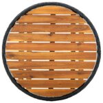 Table à thé Noir 60 cm Résine tressée et bois d'acacia solide – Image 4