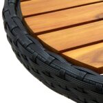Table à thé Noir 60 cm Résine tressée et bois d'acacia solide – Image 5