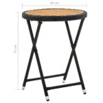 Table à thé Noir 60 cm Résine tressée et bois d'acacia solide – Image 6