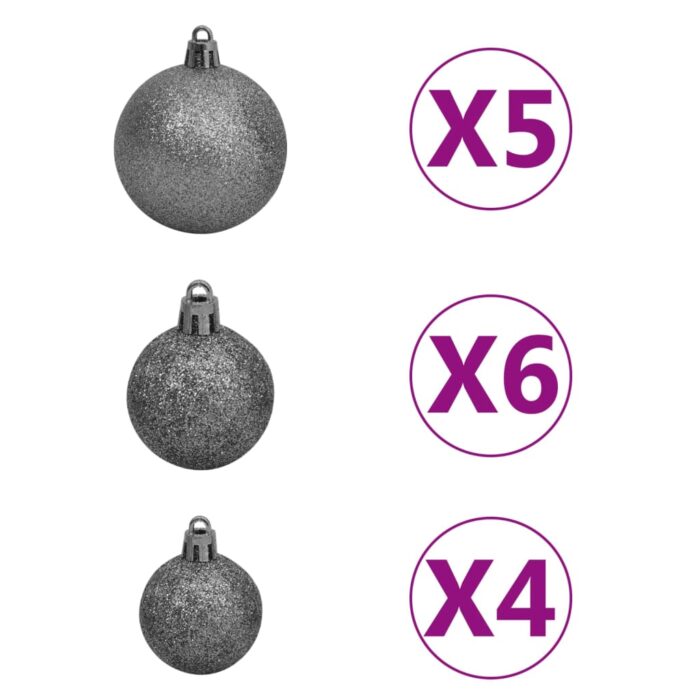Demi-arbre de Noël artificiel pré-éclairé et boules blanc 240cm – Image 10