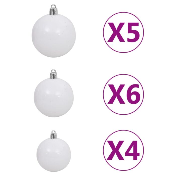 Demi-arbre de Noël artificiel pré-éclairé et boules blanc 240cm – Image 11