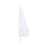 Demi-arbre de Noël artificiel pré-éclairé et boules blanc 240cm – Image 3
