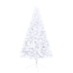 Demi-arbre de Noël artificiel pré-éclairé et boules blanc 240cm – Image 4