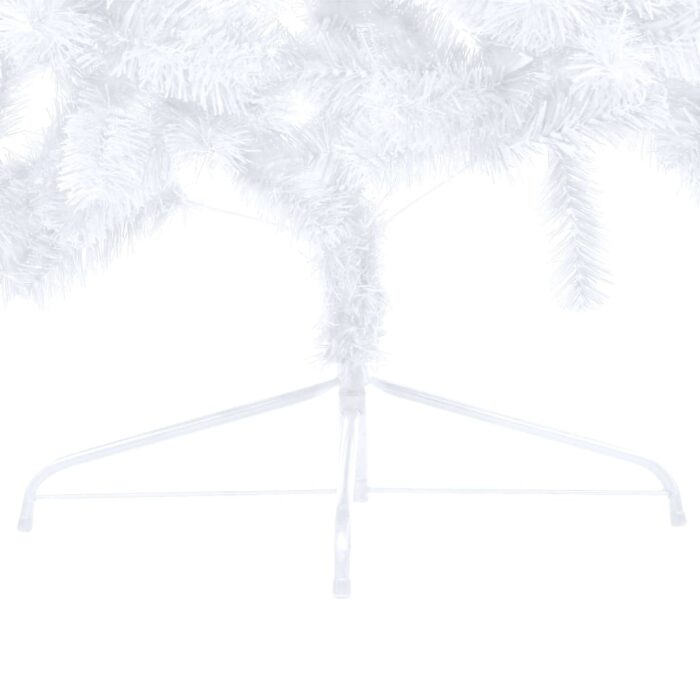 Demi-arbre de Noël artificiel pré-éclairé et boules blanc 240cm – Image 5
