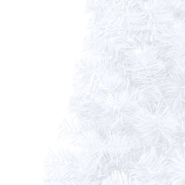 Demi-arbre de Noël artificiel pré-éclairé et boules blanc 240cm – Image 6
