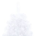 Demi-arbre de Noël artificiel pré-éclairé et boules blanc 240cm – Image 7