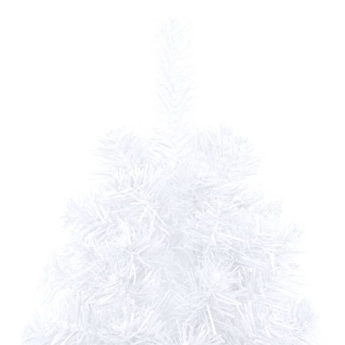 Demi-arbre de Noël artificiel pré-éclairé et boules blanc 240cm – Image 7