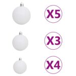 Demi-arbre de Noël artificiel pré-éclairé et boules blanc 240cm – Image 9