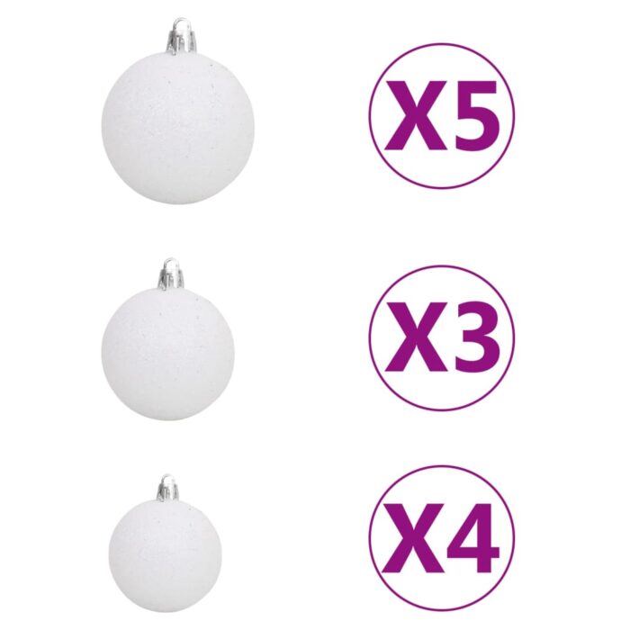Arbre de Noël artificiel pré-éclairé et boules blanc 180 cm – Image 6