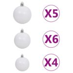 Arbre de Noël artificiel pré-éclairé et boules blanc 180 cm – Image 8